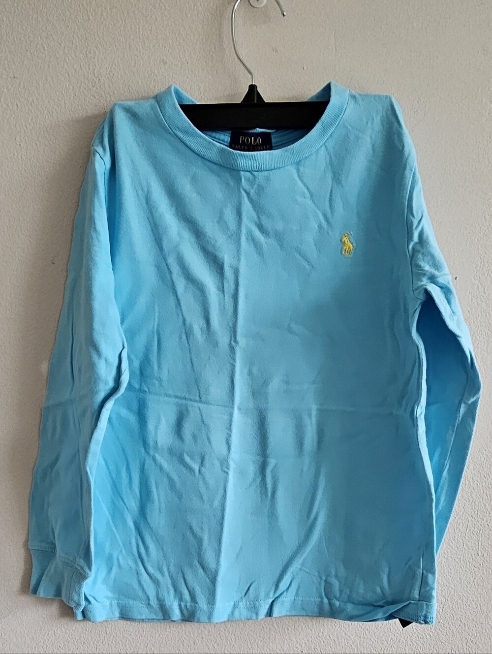 Polo by Ralph Lauren Boys' Light Blue Long-Sleeve Tee 100% Cotton Size 7